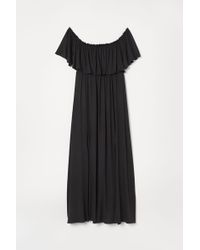 H&M + Maxi-jurk Met Volant - Zwart