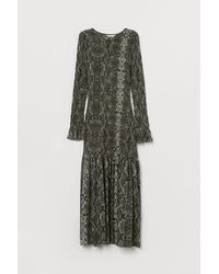 H&M Jurk Met Smokwerk - Groen