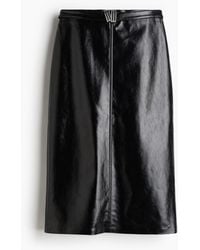 H&M - Bleistiftjupe mit Coating - Lyst