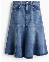 H&M - Flared Denim Rok - Lyst