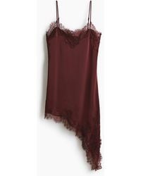 H&M - Slipkleid aus Satin mit Spitze - Lyst