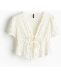 H&M - Plumetis-Shirt zum Binden - Lyst