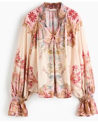 H&M - Blouse Met Ballonmouwen En Knoopsluiting - Lyst
