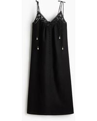 H&M - Kleid mit Bindeträgern und Broderie Anglaise - Lyst