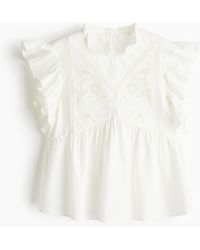 H&M - Bestickte Baumwollbluse - Lyst