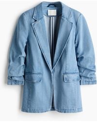 H&M - Denim Blazer Met Rimpeleffect - Lyst