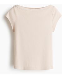 H&M - Geripptes Shirt mit U-Boot-Ausschnitt - Lyst