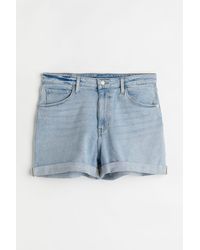 H\u0026M Mom High Denim Shorts in Blue 