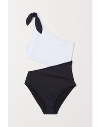 H&M One-Shoulder-Badeanzug - Schwarz