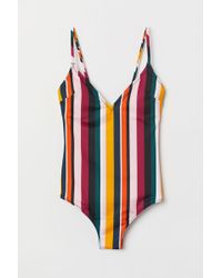 H&M V-neck Swimsuit - White
