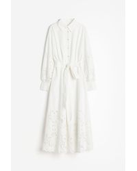 H&M - Robe chemise avec broderie anglaise - Lyst