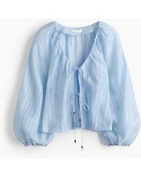 H&M - Blouse Met Strikbandjes Van Linnenmix - Lyst