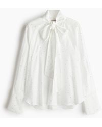 H&M - Strassverzierte Bluse mit Bindekragen - Lyst
