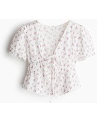 H&M - Top froissé avec cordons à nouer - Lyst