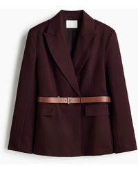 H&M - Double-breasted Blazer Met Ceintuur - Lyst