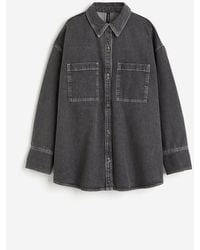 H&M - Oversized Jeansbluse - Lyst