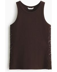 H&M - Geribde Tanktop Met Kant - Lyst