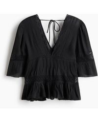 H&M - Viscose Blouse Met Kanten Details - Lyst