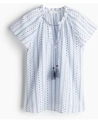 H&M - Blouse en coton avec cordon de serrage - Lyst