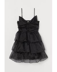 H&M Volantkleid mit Schleife - Schwarz