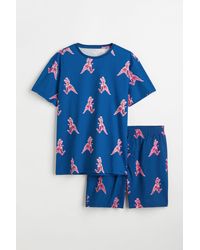 H&M Pyjama T-shirt And Shorts - Blue