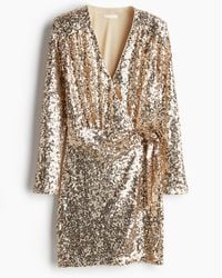H&M - Paillettenkleid im Wickelschnitt - Lyst