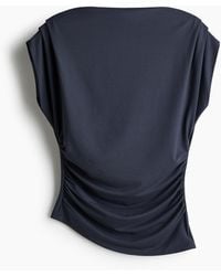 H&M - Drapiertes Shirt mit U-Boot-Ausschnitt - Lyst
