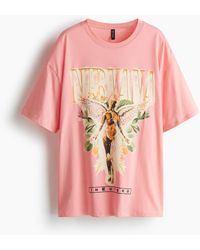 H&M - Oversized T-Shirt mit Print - Lyst