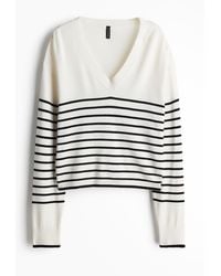 H&M - Fijngebreide Trui Met V-hals - Lyst