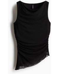 H&M - Drapiertes Tanktop aus Mesh - Lyst