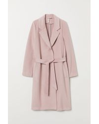 H&M Felted Coat With A Tie Belt - Pink