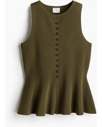 H&M - Ribgebreid Gilet Met Peplum - Lyst