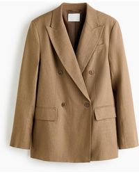 H&M - Double-breasted Blazer Van Linnenmix - Lyst