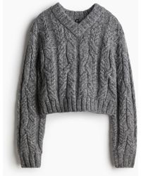 H&M - V-Pullover in Zopfstrick - Lyst