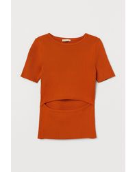 H&M Geripptes Shirt - Orange