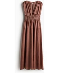 H&M - Jurk Van Ramie Met Gesmokte Taille - Lyst