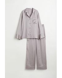 H&M Pyjama en satin - Gris