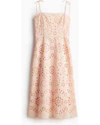 H&M - Kleid mit Broderie Anglaise und Bindeträgern - Lyst