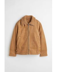 H&M Faux Shearling-lined Jacket - Natural