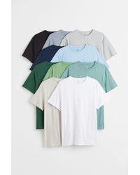 H&M 10er-Pack T-Shirts mit Rundausschnitt Regular Fit - Blau