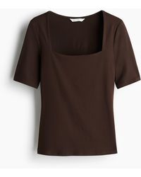 H&M - Top Met Vierkante Hals - Lyst