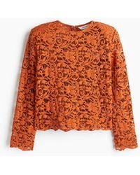 H&M - Kanten Blouse Met Schoudervullingen - Lyst