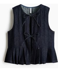 H&M - Gilet Sans Manches En Denim Avec Détails À Nouer - Lyst