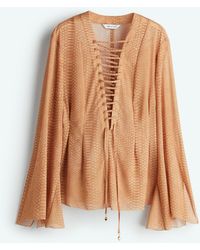 H&M - Chiffon Blouse Met Rijgsluiting - Lyst