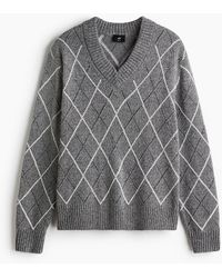 H&M - Pull À Encolure En V Regular Fit En Laine Mélangée - Lyst