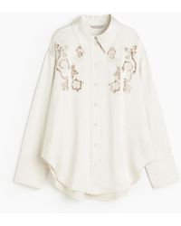 H&M - Oversized Bluse mit Stickereien - Lyst