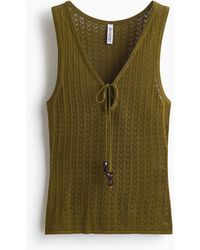 H&M - Ajourgebreide Top Met Strikbandjes - Lyst