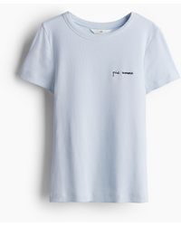 H&M - Geribd T-shirt Van Modalmix - Lyst