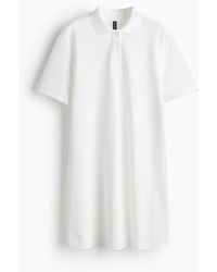 H&M - Kleid aus Baumwollpikee mit Kragen - Lyst