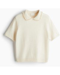 H&M - Kurzarmpullover mit Perlenkragen - Lyst